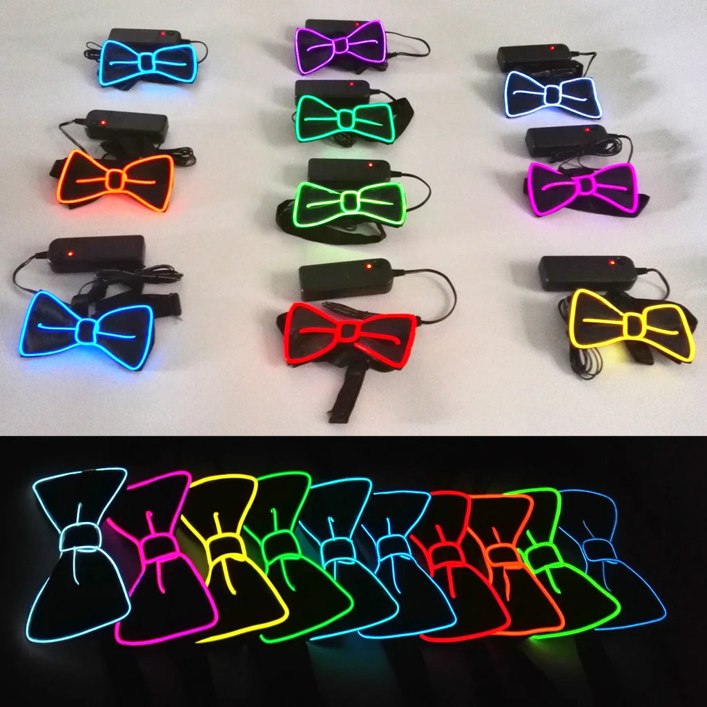 Luminous Bow Tie Neon Light Trendy Costume Accessories Glowing Acrylic LED Tie For Halloween Cosplay Costume Music Dancing