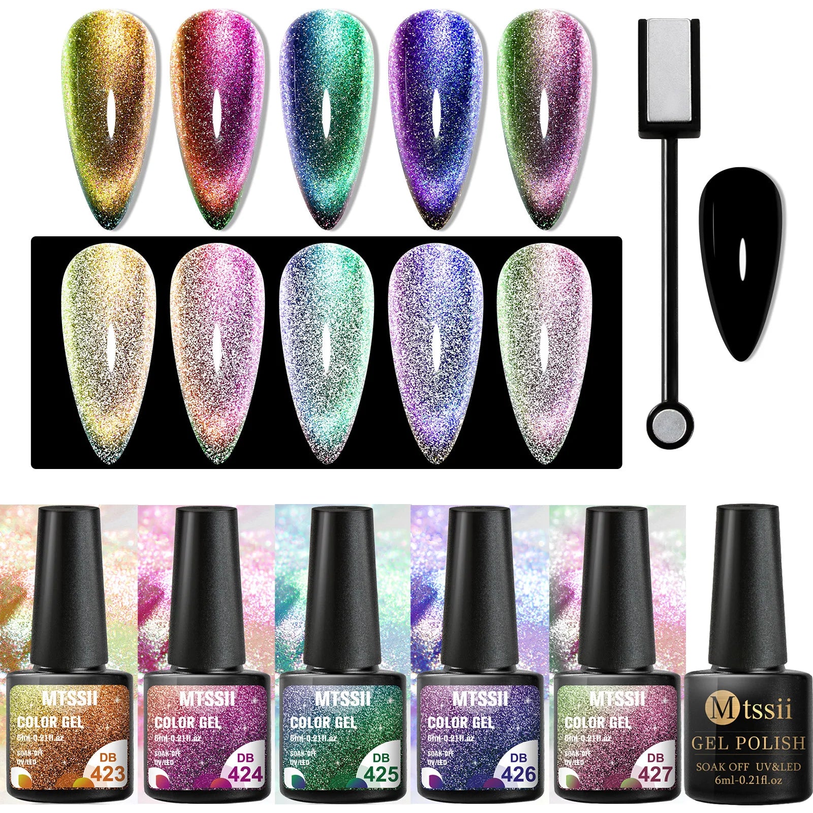 10/12PCS/SET Cat Magnetic Gel Nail Polish Set 9D Reflective Glitter Gel Semi Permanent UV Gel Soak Off Sparkling Nail Art Kits