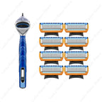 Fusion series Stainless steel manual shaver, 5-layer razor blade reusable, retro wet scratch resistant hair removal blade