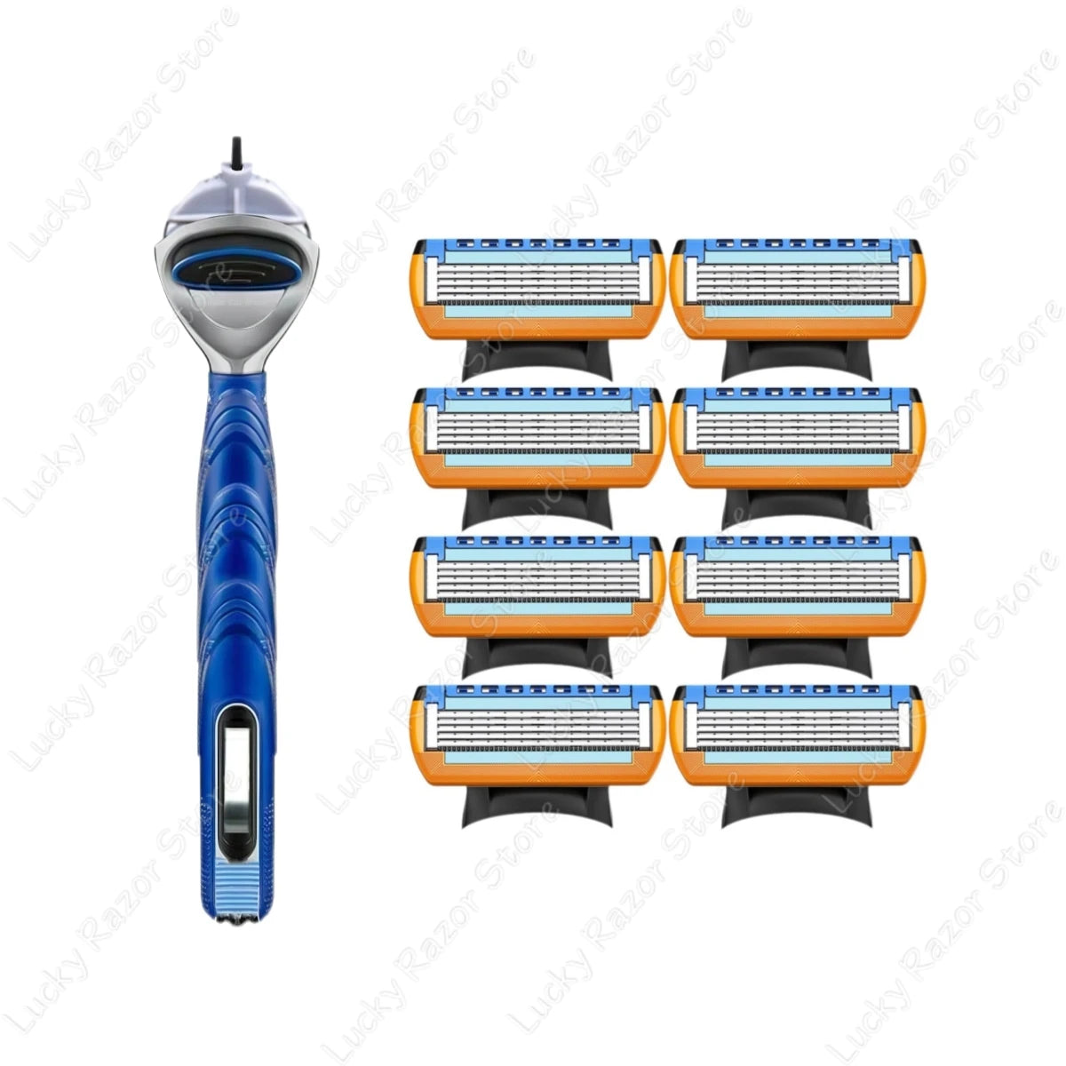 Fusion series Stainless steel manual shaver, 5-layer razor blade reusable, retro wet scratch resistant hair removal blade