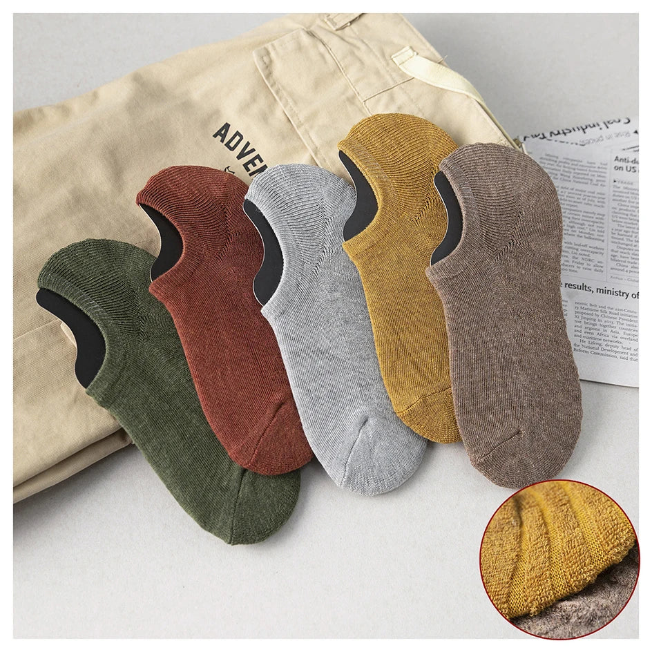 5 Pairs Men's Cotton Short Socks High Quality Crew Ankle Casual Soft Non-Slip Breathable Low-Cut Summer Autumn Socks for Men