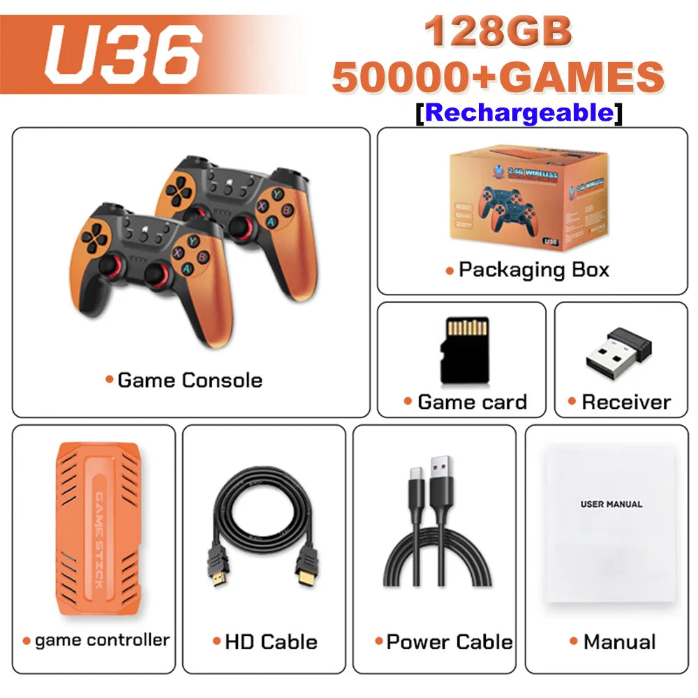 U36 Video Game Joystick, 50,000 Games Installed, 4K HD Retro Gaming Console, 3D, 40+ Emulators, PSP, PS1, Gift for Boys