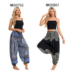 Women's Boho Wide Leg Harem Pants Adult High Waist Yoga Loose Lantern Pants Breathable Beach Trousers Vacation Printed Jagger