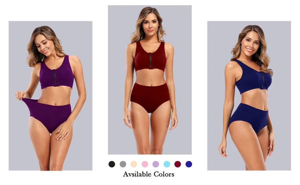 Molasus 5pcs Women's Cotton Panties Seamless Underwear High Waist Full Coverage Ladies Briefs Set Breathable Underpant Plus Size