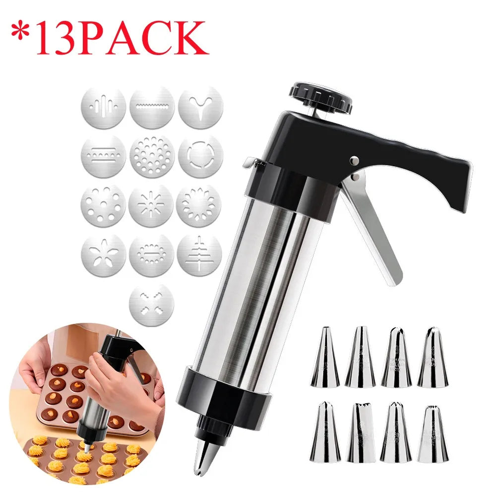 Stainless Steel Cookie gun Cake Cream Decorating Gun Cookie Making Machine Nozzles Mold Pastry Syringe Extruder Baking Tools Image principale du produit