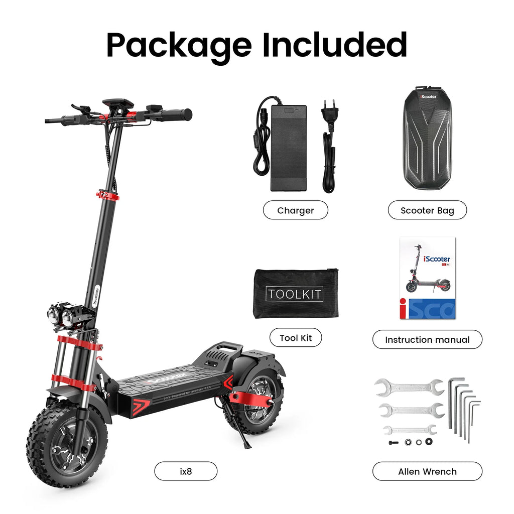 iScooter iX8  Adult Electric Scooter 2400W  Motor 48V20Ah Battery 12  Inch Off Road Pneumatic Tires Foldable  E-scooter