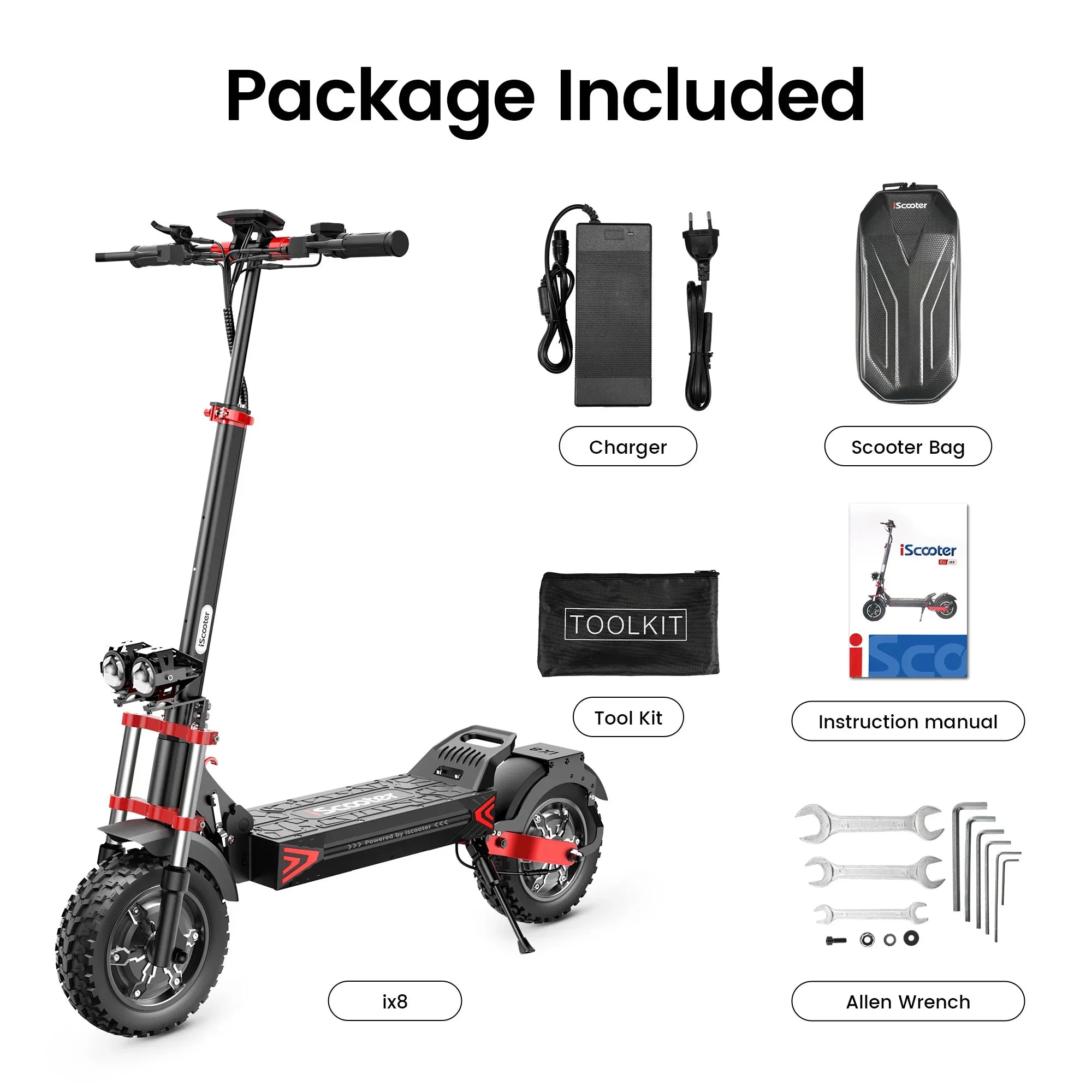 iScooter iX8  Adult Electric Scooter 2400W  Motor 48V20Ah Battery 12  Inch Off Road Pneumatic Tires Foldable  E-scooter