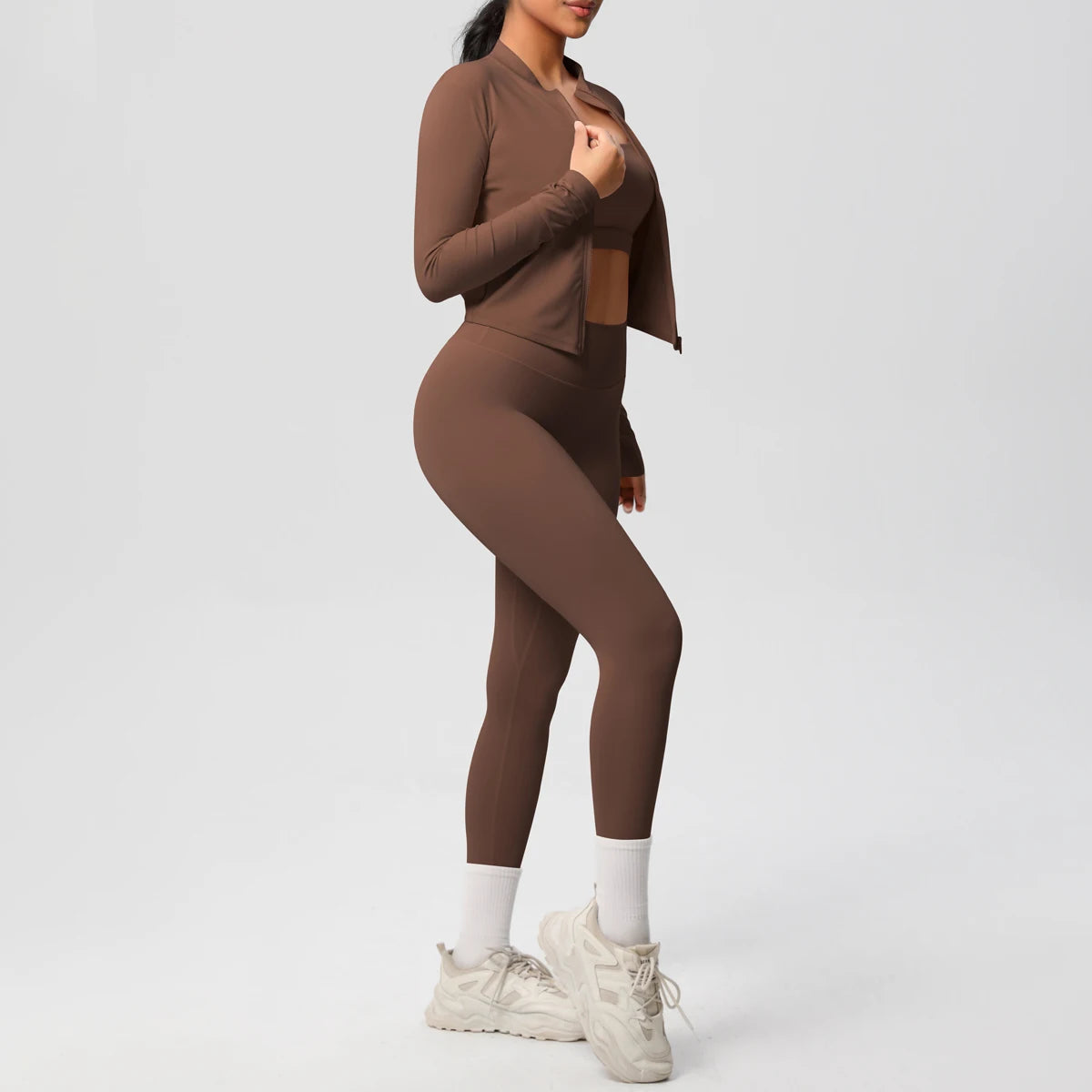 3pcs Sportswear Yoga Set Gym Sports Bra Zipper Jacket Leggings Clothes Sportswear Yoga Suits For Women Fitness Set Tracksuit Secondary image