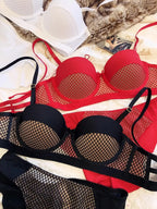 Mesh Lace Underwear Ladies Sexy Small Chest Push Up Lingerie For Women Bra Sets Red White Wedding Girls Thicken Intimates BCD