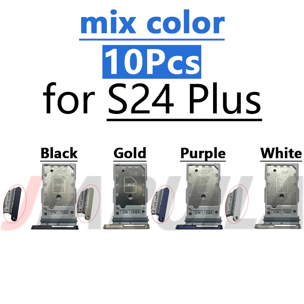 10Pcs mix color SIM SD Dual Card Phone Card Tray Holder Adapter For Samsung S23 S24 S25 Plus S23 Ultra Sim Card Drawer Slot Tray