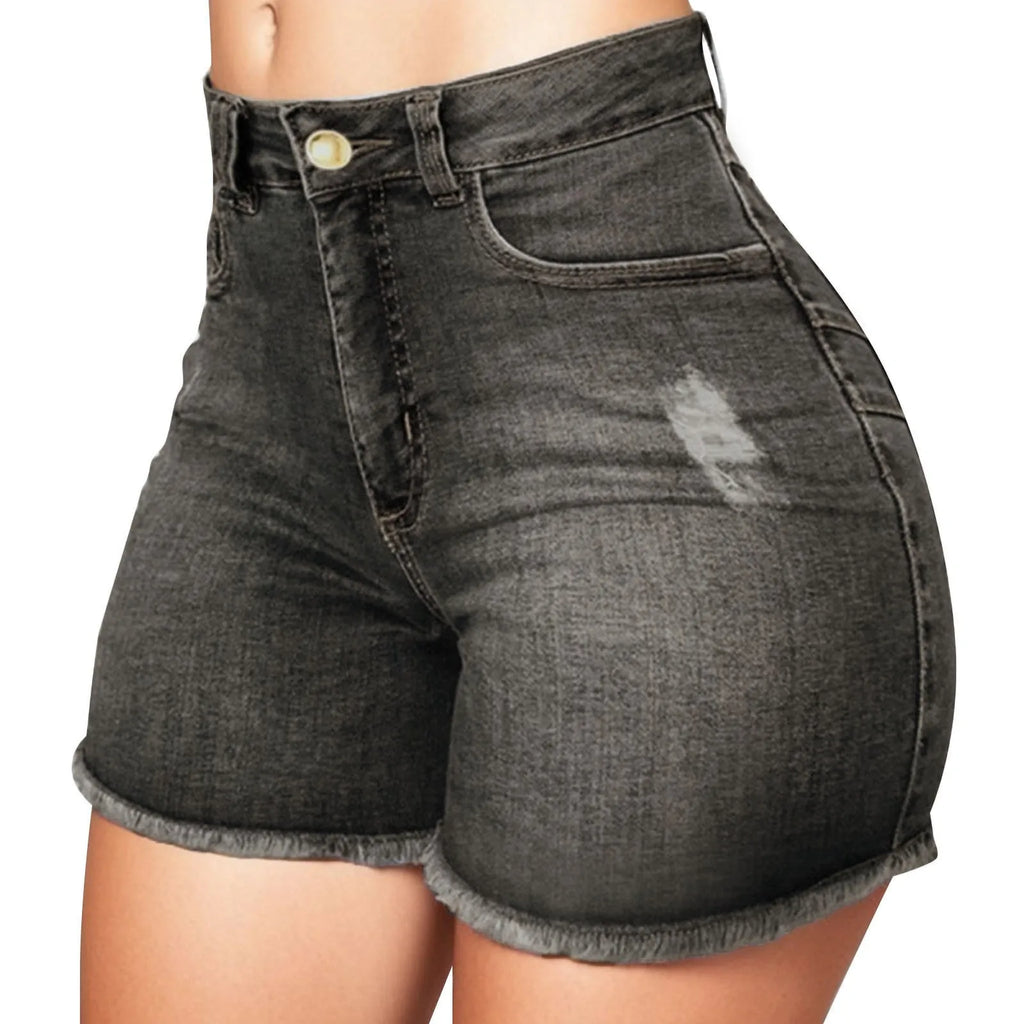 Women's High Waist Butt Lifting Denim Shorts Frayed Hem Stretchy Bodycon Jeans Shorts Sexy Summer Club Hot Pants Streetwear 2026