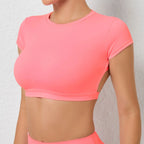 Hearuisavy Summer Customizable Sports Shirts Workout Sportswear Backless Yoga Clothing Chest Pads Sport Crop Tops Gym Top Women