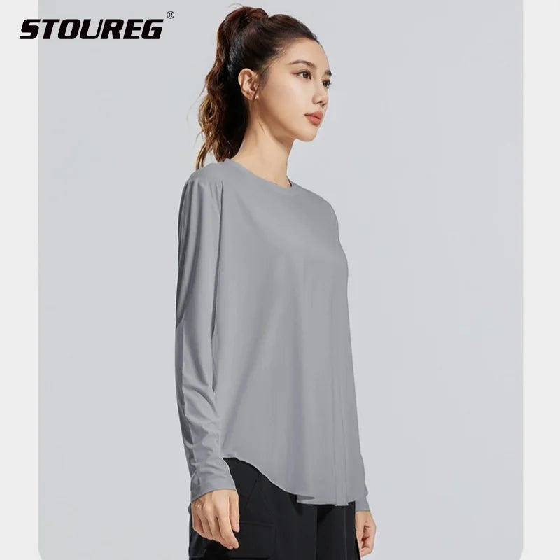 STOUREG Yoga Cover Up, Breathable Sportswear, Loose Fitness Shirt, Plus Size Workout Tops, Summer Cooling T-shirt Main image
