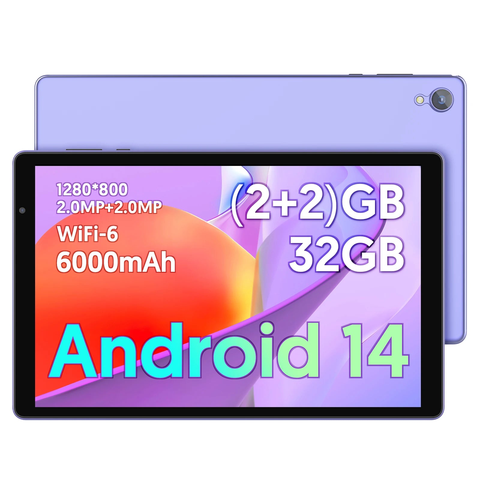 BAKEN 10-inch Android 14 Tablet, Quad-core Processor, 32GB Storage, Wi-Fi 6, Bluetooth, USB-C Port, Google Play Store (GMS)