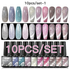 10/12PCS/SET Cat Magnetic Gel Nail Polish Set 9D Reflective Glitter Gel Semi Permanent UV Gel Soak Off Sparkling Nail Art Kits