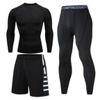 Men's Running Tracksuit Training Fitness Sportswear Set Compression Leggings Sport Clothes Gym Tight Sweatpants Rash Guard Lycra