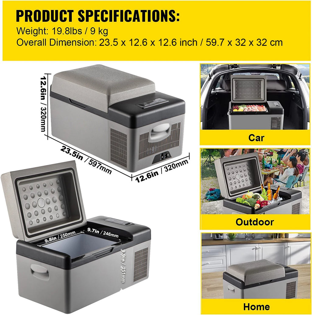 Sihao 15L-55L Portable Compressor Fridge Freezer, Mini Cooler for Outdoor Camping BBQ Picnic, Car Vehicle Refrigerator Cooler for Travel Road Trip, Electric Compressor Fridge Freezer Mini Cooler Box