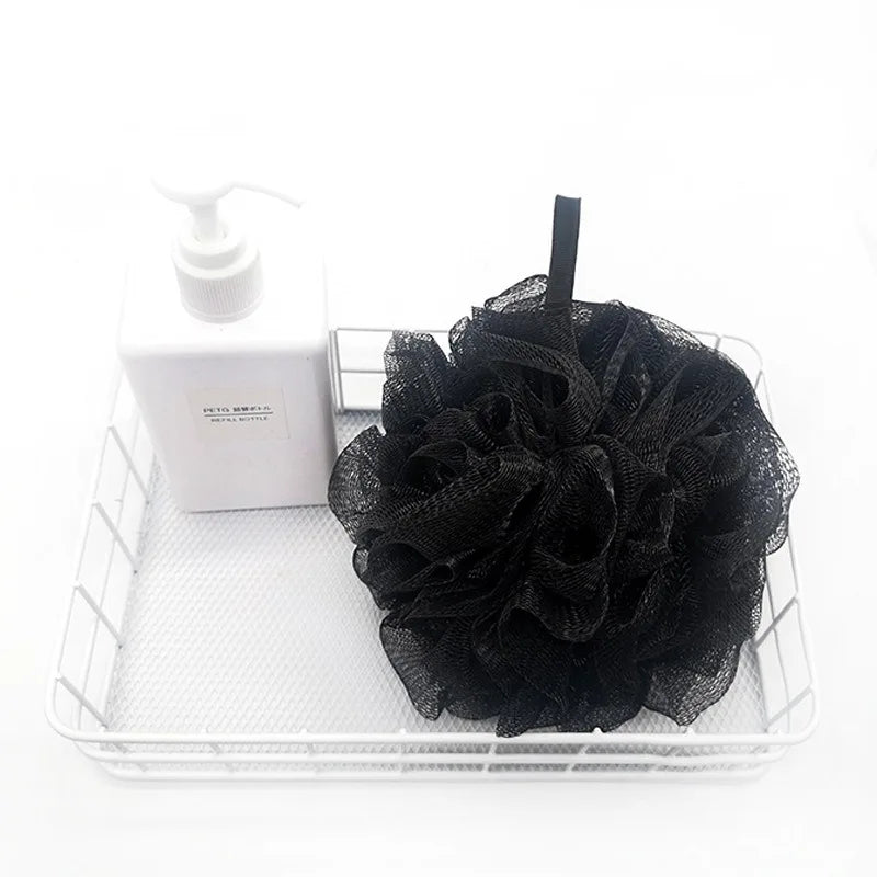 Soft Lufa Shower Sponge - Black - Dead Skin, Gives Glowing Skin - PE Skin-friendly Bath Ball for Home & Dormitory