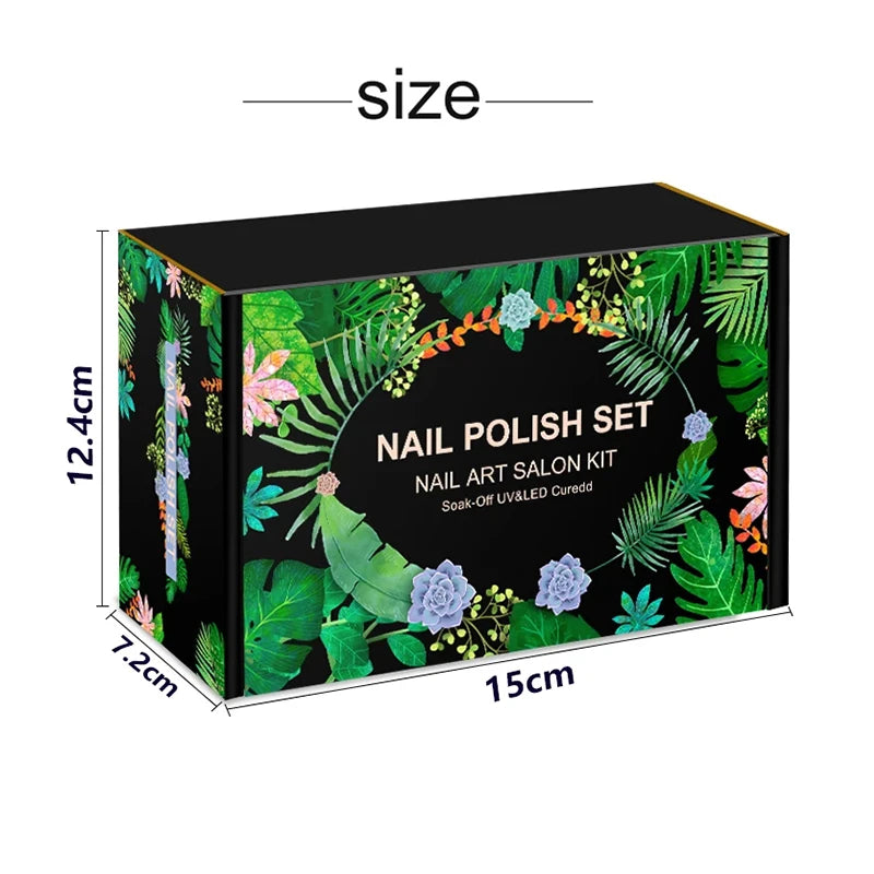 28Pcs/Set Gel Nail Polish Set Glass bottle Soak Off UV Gel Varnish Red Pink Colorful Gel Polish Matte Top Base Coat Nail Gel Kit