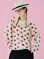 IMAKOKONI Original Design Collar Floral Long Sleeve Hoodie T-shirt for Summer Women 244968