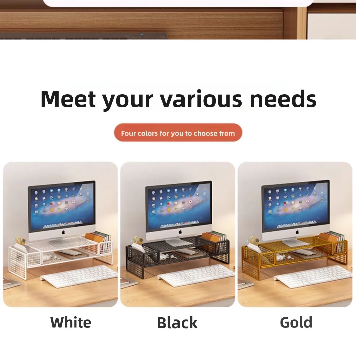 Height Adjustable Computer Stand Desk Monitor Laptop Cooling Rack Suspended Bracket Office Storage Solution