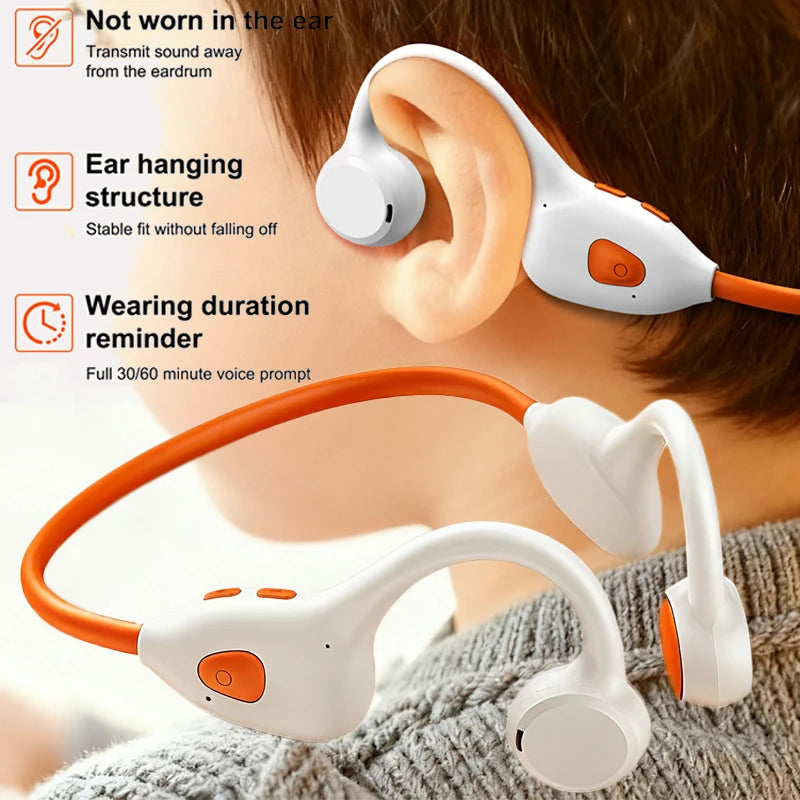 Air Conduction Stereo Headphones Kids Open Ear Bluetooth6.0 Earphones  Wireless Learning Noise Reduction Music Headset Earhook