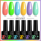 LILYCUTE 7ML 6PCS Neon Gel Nail Polish Set fluorescent Series Color Changing Semi Permanent Soak Off Manicure kit Nail Art Gel