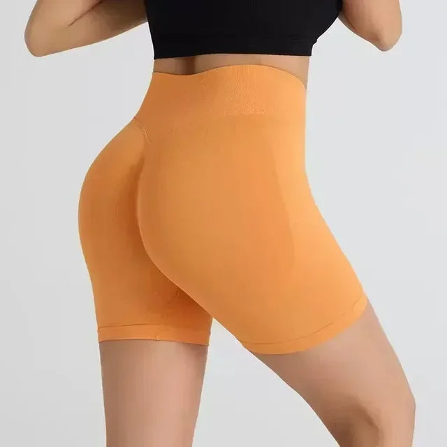 TEVEO Short De Yoga Femme Extensible Respirant Pêche Hanche Hanche Fitness Short de Course Hanche Haute Stretch Mèches De Sueur
