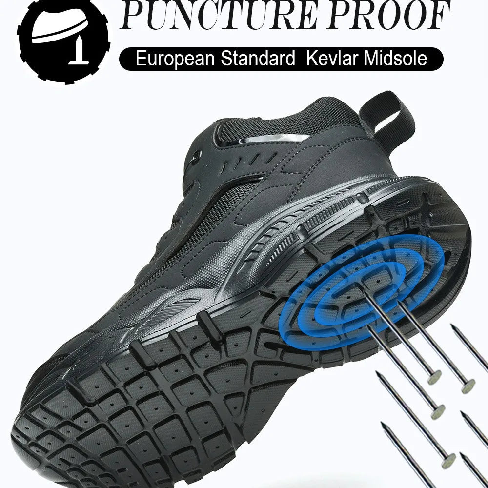 Rotary Buckle Safety Shoes for Man with Steel Toe Cap Anti-smashing, Anti-puncture, Anti-slip Work Safety Boots Industry Welding
