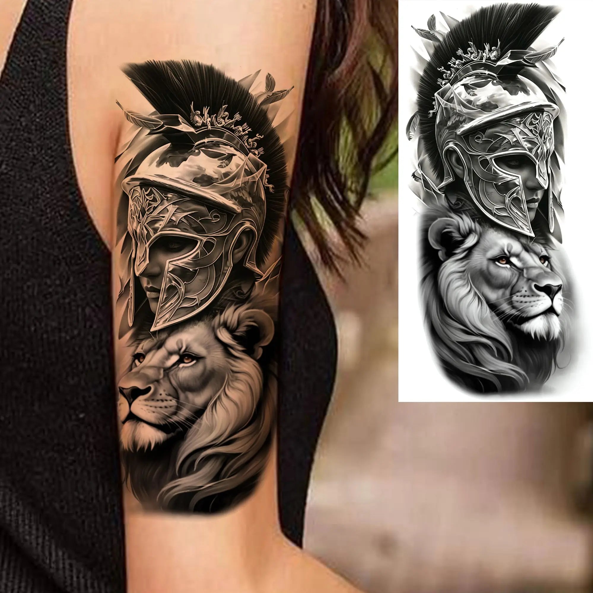 1 Sheet Waterproof Knight Warrior Gladiator Temporary Tattoos For Men Women Realistic Fake Tattoo Sticker  Forearm Tatoos Decals