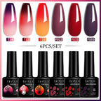 LILYCUTE 7ML 6PCS Neon Gel Nail Polish Set fluorescent Series Color Changing Semi Permanent Soak Off Manicure kit Nail Art Gel