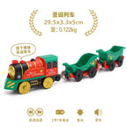 wooden Electric car set Magnetic Electric Train with Little Doll Diecast Slot Toy set Compatible Railway Wood Track Rail Train