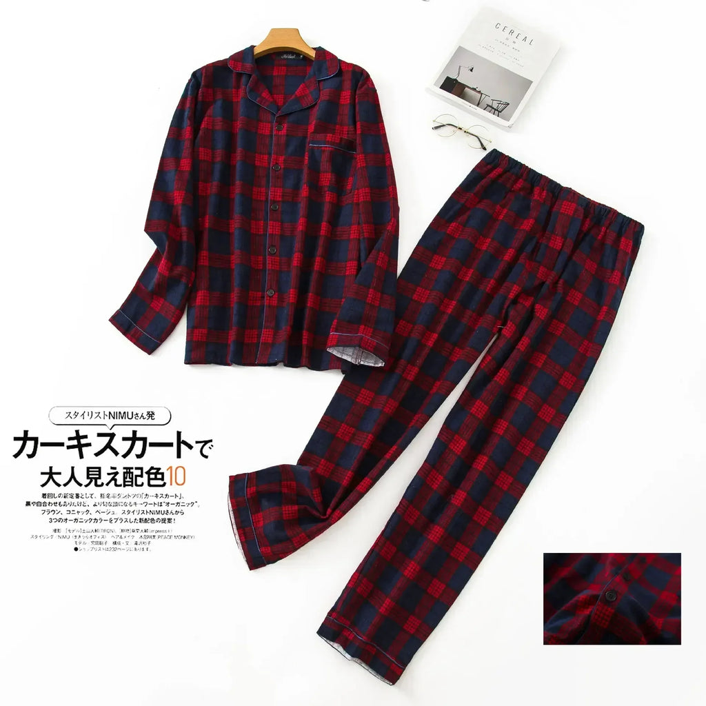 Men's Home Suits Long-sleeved Trousers Suits for Autumn and Winter Pijamas for Men Flannel Plaid Design Pajamas for Men
