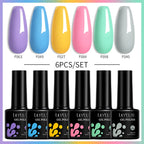 LILYCUTE 7ML 6PCS Neon Gel Nail Polish Set fluorescent Series Color Changing Semi Permanent Soak Off Manicure kit Nail Art Gel