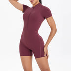 Zipper Gym Jumpsuit Short Women Yoga Sets Sports Outfits Female Yoga Overalls Workout Clothes Fitness Suit Woman's Tracksuit