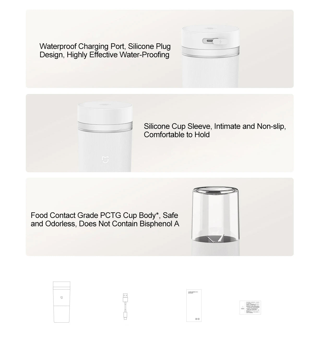 MIJIA Portable Blender 2,40S Quickly Squeeze Juice,19500 rpm,300ML Capacity Mixer Juicer Machine,PCTG Cup Body Blenders