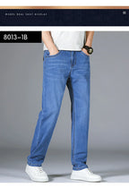 Man Pants Office Business Jeans Men Classic Blue Black Cotton Stretch Straight Denim Pants Male Brand Trousers