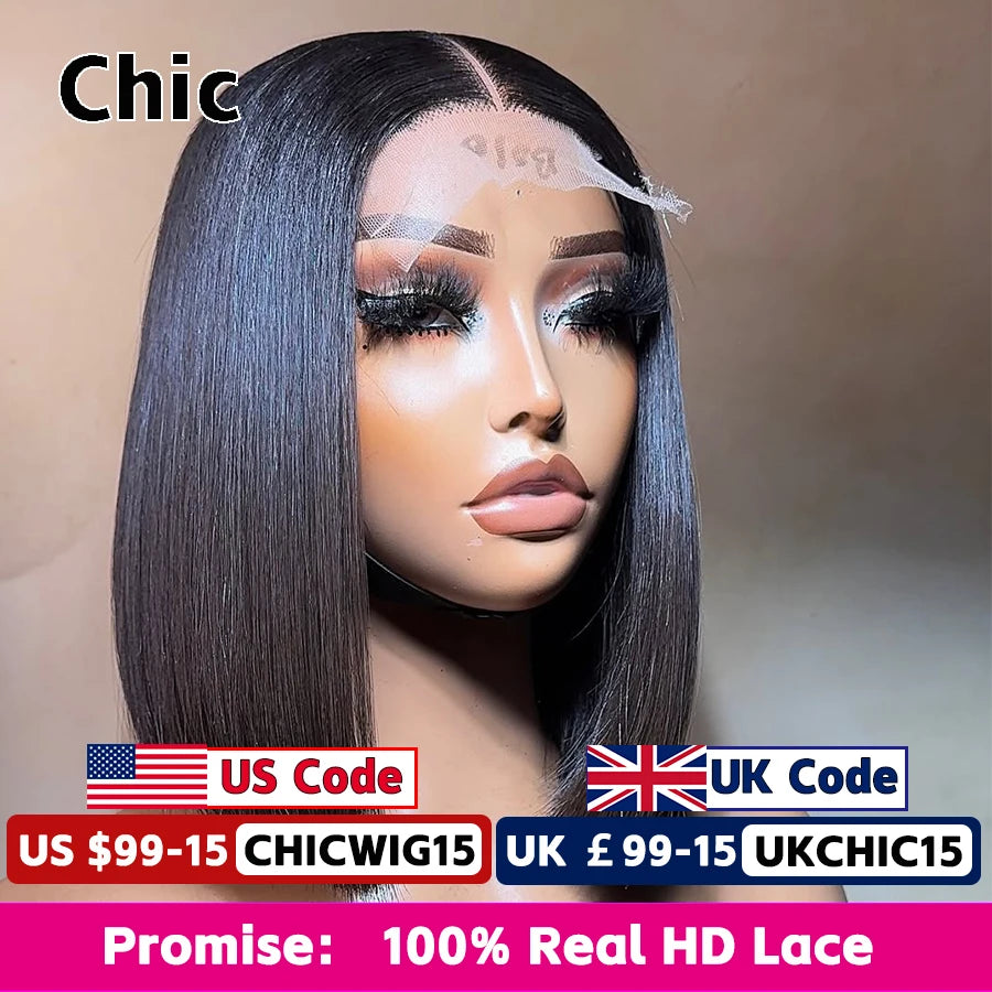 260% Density Real HD 5x5 Lace Closure Wigs Super Double Drawn Vietnamese Virgin Hair Short BOB Wig Glueless Pre Plucked Lace Wig Main image