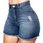 Women's High Waist Butt Lifting Denim Shorts Frayed Hem Stretchy Bodycon Jeans Shorts Sexy Summer Club Hot Pants Streetwear 2026