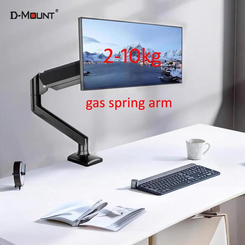 D-MOUNT D80 metal alumin 2-10KG 13"-32" monitor desktop stand mount gas spring arm full motion rotate clamp 0-60mm grommet