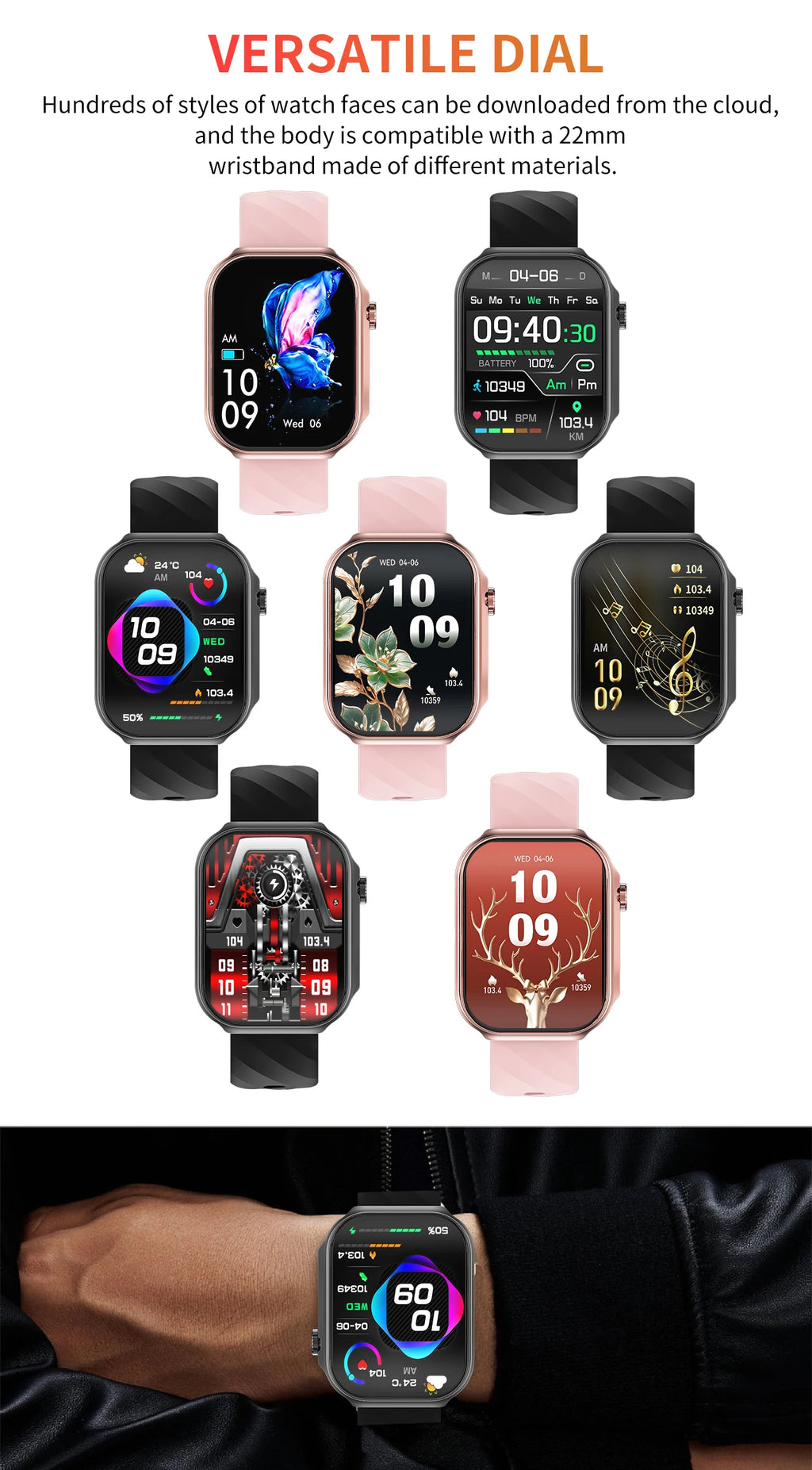 LIGE New 2.2-inch 3D Curved Screen Smart Watch With LED Light Thermometer Health Monitor Smartwatch BT Call Sports Fitness Watch