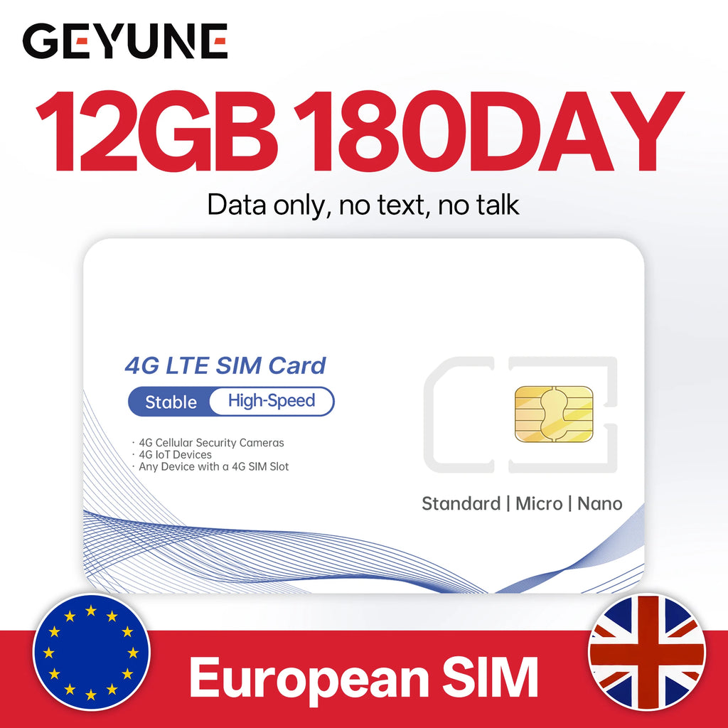 Europe Prepaid Data SlM Card,Coverage in Europe/UK Countries,High-Speed 5G/4G LTE,Data-only SIM Deal for 4G Camera and Travel