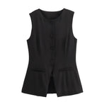 MUJER 2025 White Sleeveless Vest Women Button Summer Vests for Women Jacket Pink Vest Top Women Streetwear Women's Tailored Vest