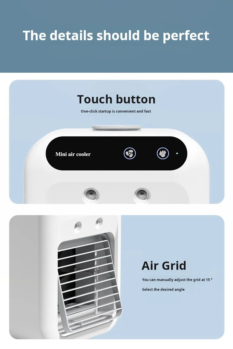Mini USB Desk Fan Portable Quiet Cool Air Conditioner for Bedroom Home Use with Humidifying Spray Function Tabletop Fan