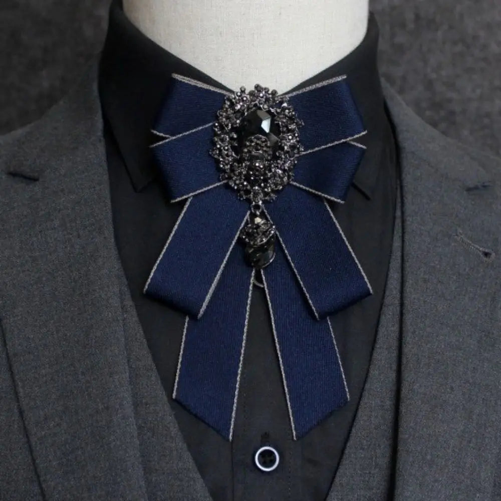 Fashion Ribbon Ribbon Bowtie Rhinestone Crystal Bow Tie Fabric Cloth Art Handmade Neck Tie For Men and Women