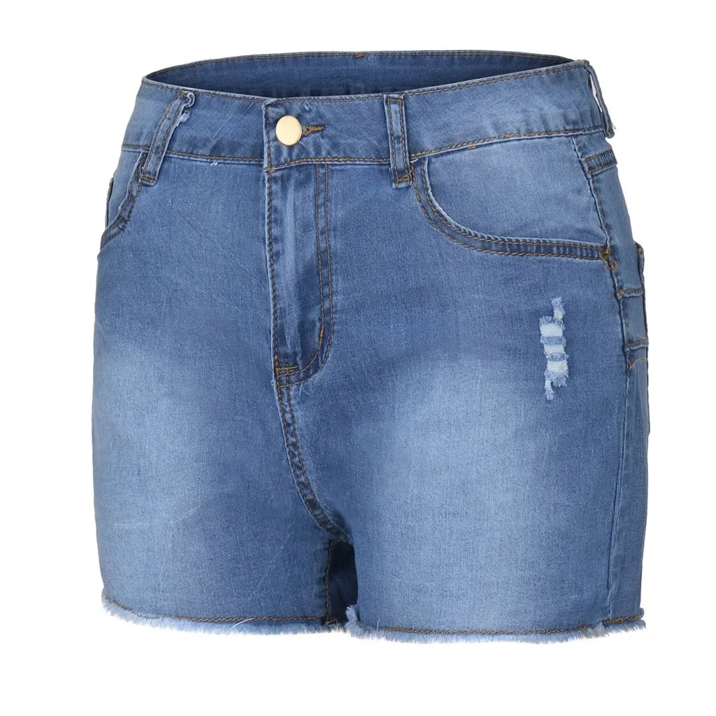 Women's High Waist Butt Lifting Denim Shorts Frayed Hem Stretchy Bodycon Jeans Shorts Sexy Summer Club Hot Pants Streetwear 2026