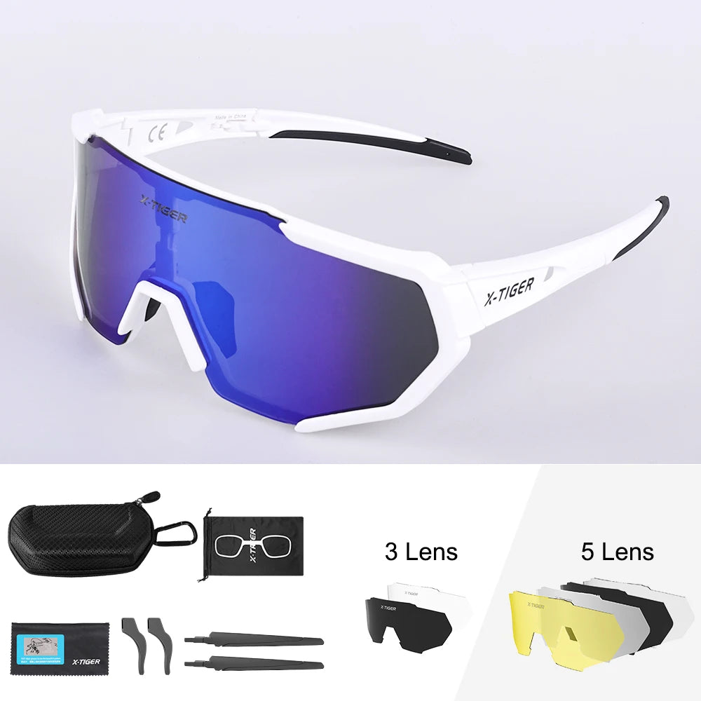 X-TIGER Cycling Glasses Polarized Glasses Bike Eyewear Sports Men's Photochromic Sunglasses MTB Road Bicycle Goggles 3/5 Lens