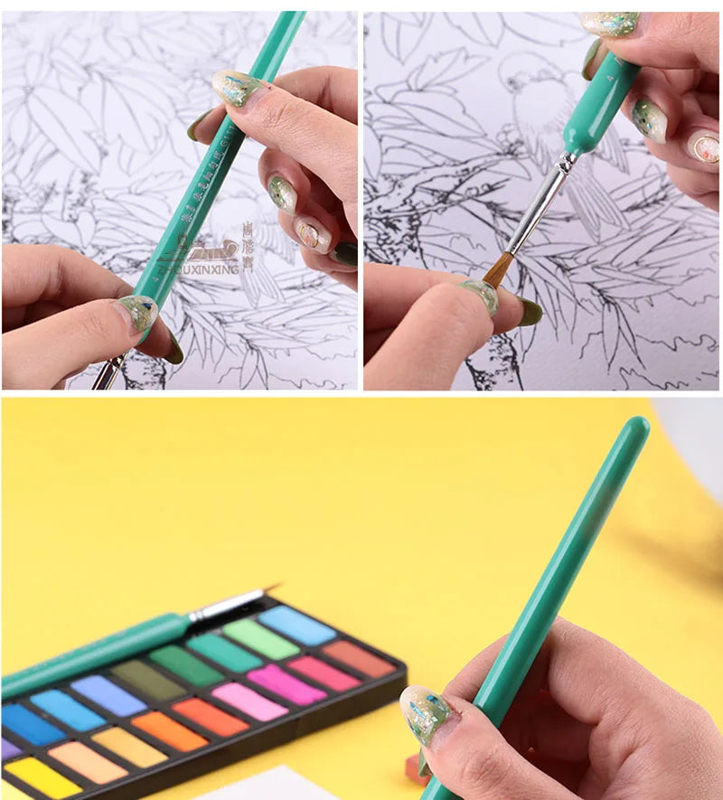 4/5/10pcs Miniature Hook Line Pen art painting brushes weasel hair paint brush gouache watercolor oil paint artists Hand Painted