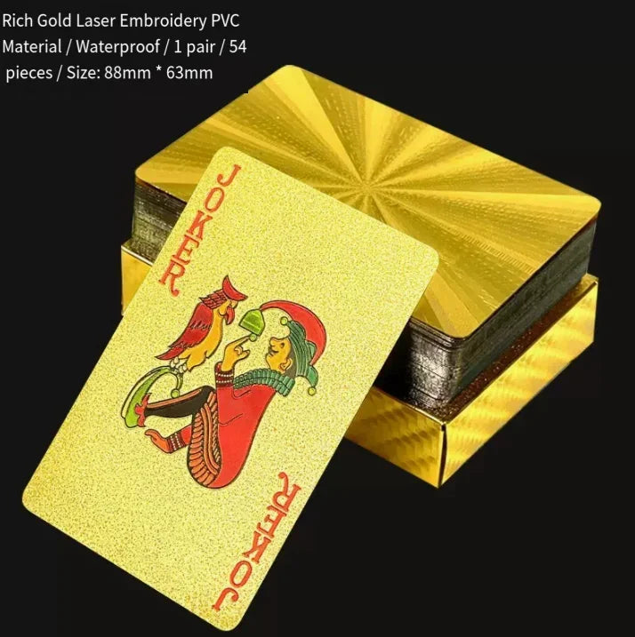 Brand New 54-piece Black and Gold Plastic Playing Card Foil Poker Set Magic Tool Party Tabletop Game