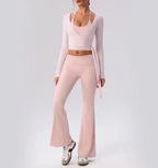 Yoga Sport Shirt Blouses Pilates Crop Top Fitness Women's Long Sleeve T-shirt Tees Sweatshirt Sportswear Woman Gym Yoga Clothes